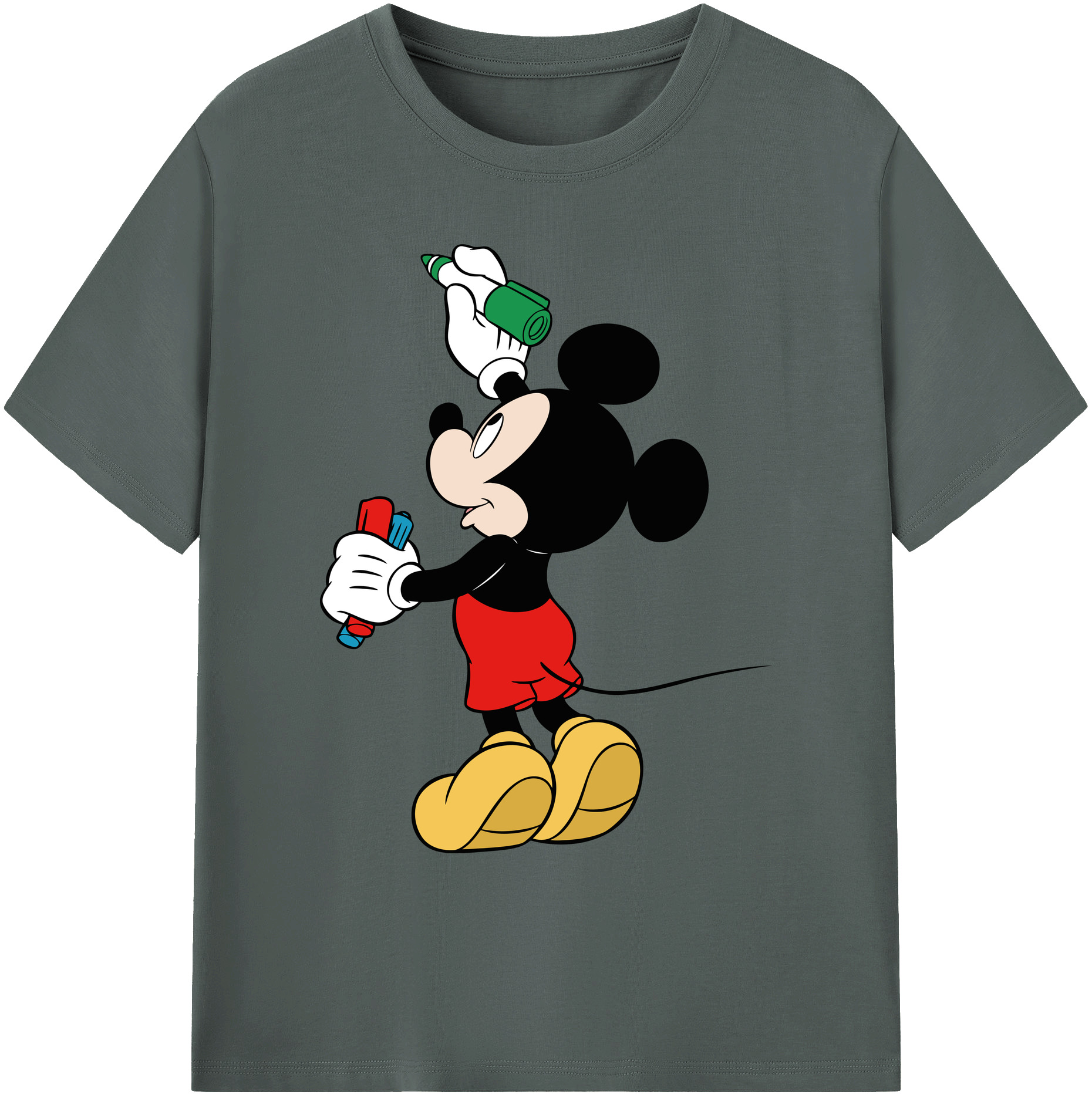 ミッキーマウス Mickey Mouse 綿100％ メンズ半袖Tシャツ｜肌触りやわらか＆通気性